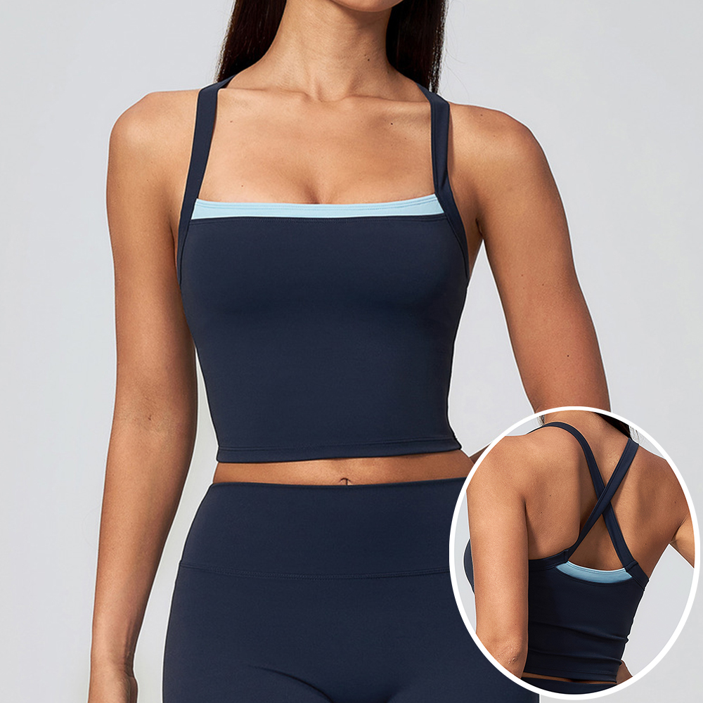 Plunge Bra Push Up - Tank Top Yoga Wanita dengan Punggung