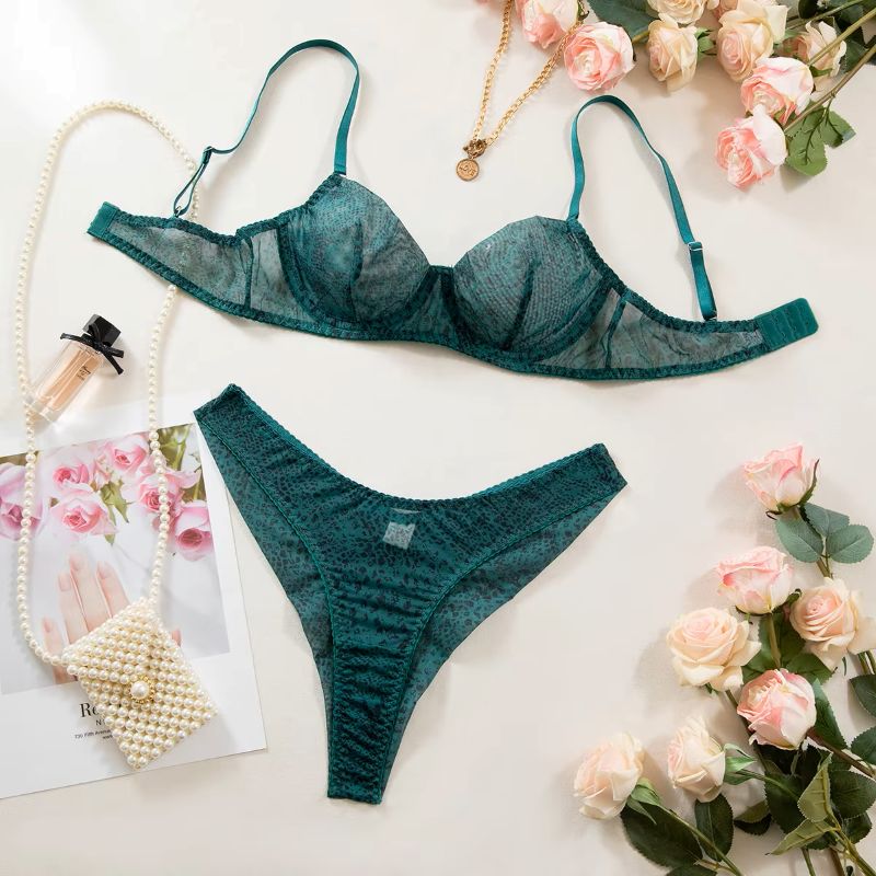 Sheer Mesh Bra - 2pcs/Set Lingerie Wanita Ultra Tipis Berbahan