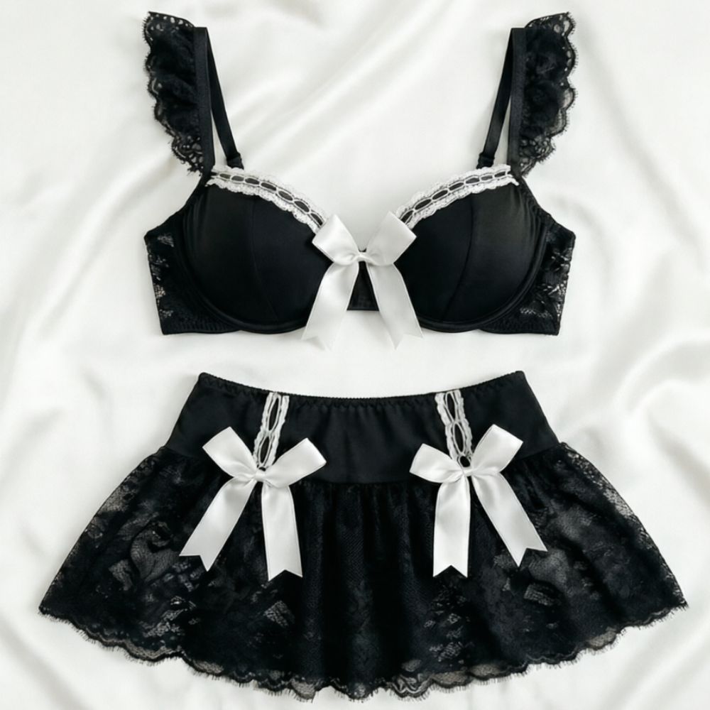 Set Piyama Seksi Wanita dengan - Sheer Mesh Bra ulasan dan harga